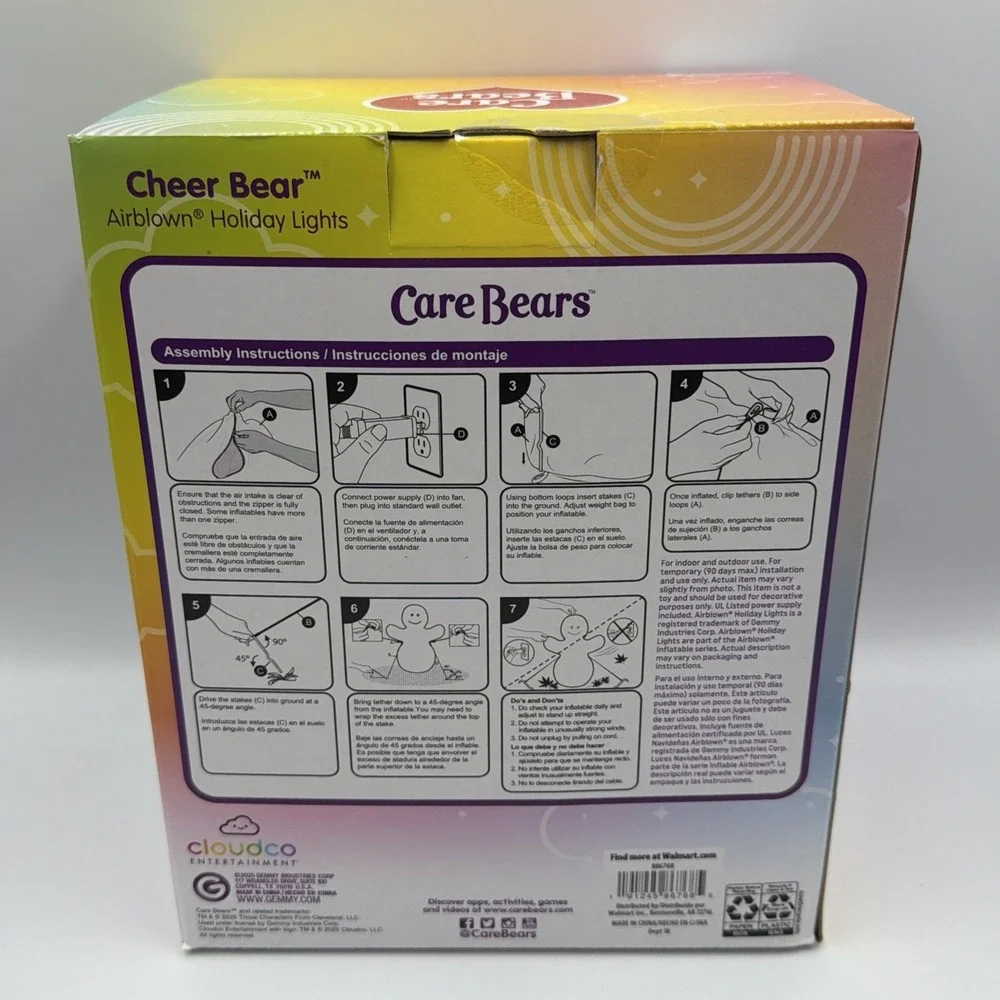 Care Bears - Cheer Bear Inflatable - Lighted - Gemmy - 5' Tall **NEW**